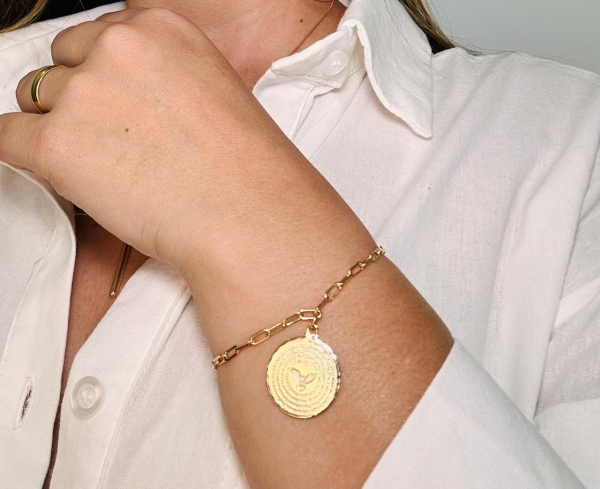 PULSEIRA MEDALHA PAI NOSSO E DIVINO ESPÍRITO SANTO- COLEÇÃO BRISA